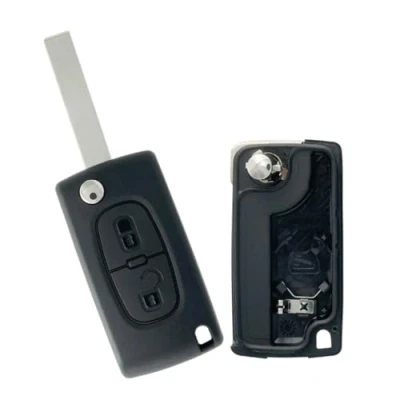 Image de Coque Clé pour Peugeot 207 307 308 3008 5008 807 Expert Partner C2 C3 C4 C8 Berlingo Jumpy CE0536 2 Boutons Modèle avec Emplacement Pile Plip Télécommande