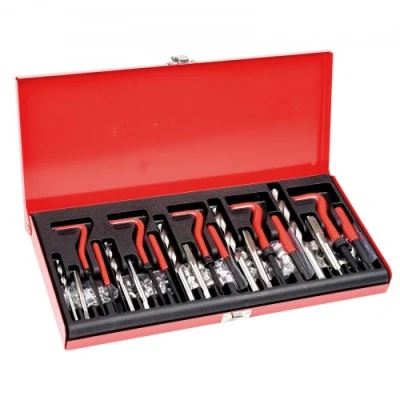 Image de VEVOR Kit de Réparation Filetage Hélicoïdal 166 Pièces, Outils à Restaurer Les Filetages Abîmes Métrique, M5 M6 M8 M10 M12, avec Forets HSS et Tarauds, pour Mécanicien Garage Automobile
