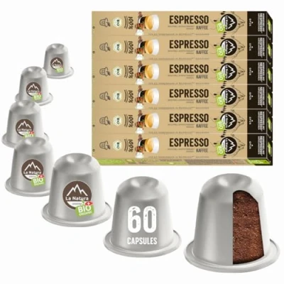 Image de La Natura Lifestyle café bio ESPRESSO capsules de compostables 100 % industrielles Respectueux l&#039;environnement 60 pour machines à Nespresso®3