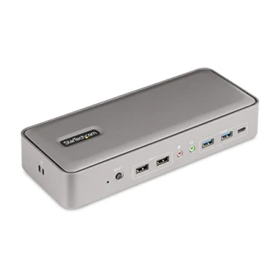 Image de StarTech.com Docking Station KVM USB C pour Deux Ordinateurs Portables d&#039;Accueil DisplayPort 4K 60Hz 2 Moniteurs Hub 5 Ports, GbE, Alimentation 90W/45W (129UE USBC DOCK)