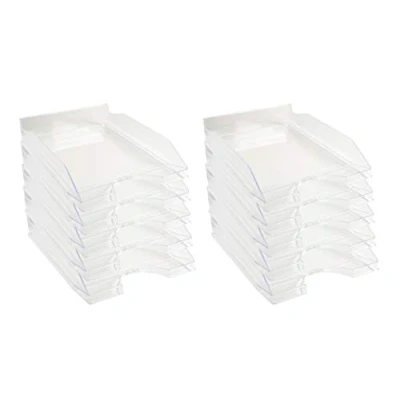 Image de Exacompta Réf. 12323D Lot de 10 corbeilles à courrier ECOTRAY dimensions utiles 34 x 25 6,5 cm pour documents au format A4+ couleur cristal