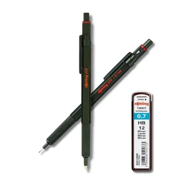 Image de rOtring Lot de 600 porte mines et stylos à bille + 3 x 12 HB 0,7 mm Pointe moyenne Corps vert