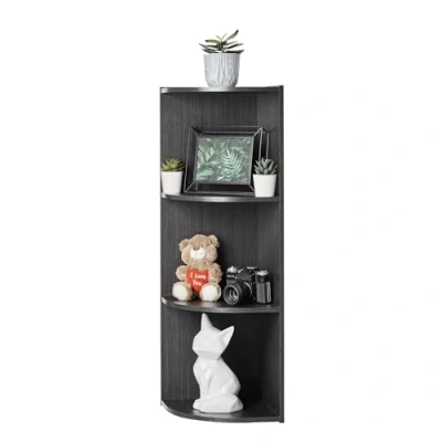 Image de Iris Ohyama, Meuble de Rangement en Bois, Bibliotheque coin, 3 Niveaux Étagère, d&#039;Angle Modulaire, Polyvalent, Noir, Ouvert, pour Salon, Bureau, Chambre, CD, Livres, Assemblage Facile, CX 3C