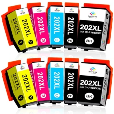 Image de LeciRoba Lot de 10 cartouches d&#039;imprimante rechange 202xl pour Epson 202 et Expression Premium XP 6000 6005 6100 6105