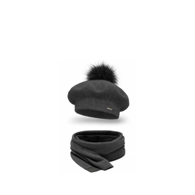 Image de Vivisence Beret AND SET Écharpe, Femme, Taille: One Size, Dark grey