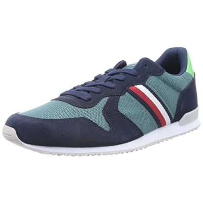 Image de Tommy Hilfiger Baskets Homme Semelle Cuvette Iconic Seasonal Mix Runner Chaussures, Vert (Frosted Green), 42 EU