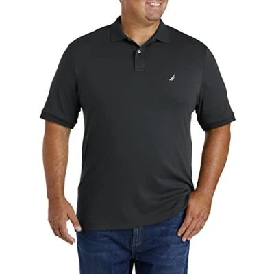 Image de Nautica Polo à Manches Courtes et col Double Pointe Coupe Classique, Noir véritable, XXL Homme