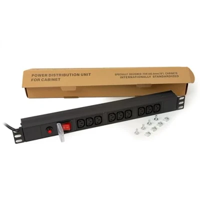 Image de LINK LK10052IT Multiprise avec 9 Prises Iec C13 pour armoires Rack 19&quot; Prise Italienne 16 A Noir Électriques réversibles 180