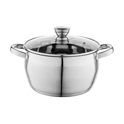 Image de FLORINA Faitout Inox (4,8 l) I Diamètre de 22 cm Marmite OLIVER Casserole Acier Inoxydable avec Couvercle en Verre pour Induction, tous Feux Convient au Lave vaisselle