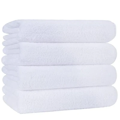 Image de Polyte 4 Serviettes de Bain en Microfibres sèche Rapidement/ne Peluche Pas Blanc 145 x 76 cm