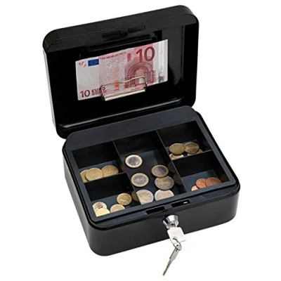 Image de Wedo 145221H Caissette à monnaie 5 compartiments avec clip 20 x 16 9 cm Noir