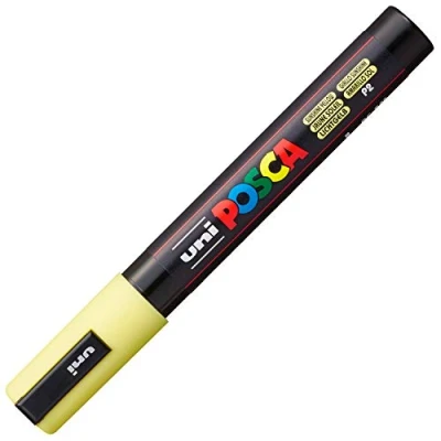 Image de Uni ball Marqueur Posca 182502 Pointe ogive, largeur de trait 1,8 2,5 mm, jaune clair,