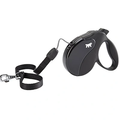 Image de Ferplast Laisse Chien Enrouleur Amigo Small, pour Petits Chiens jusqu&#039;à 15 Kg. Cordon Extensible Max 5 m. Bouton de Verrouillage et déverrouillage Unique, Noir, Couvercle Noir