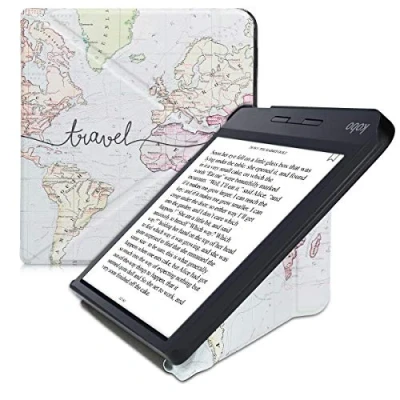 Image de kwmobile Coque liseuse Compatible avec Kobo Libra H2O étui de Protection à Rabat en Simili Cuir Noir Multicolore