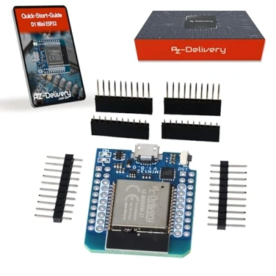 Image de AZDelivery ESP32 D1 Mini NodeMCU Microcontrôleur WiFi WROOM 32 Module Compatible avec Arduino incluant Un E Book!