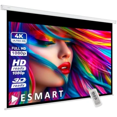 Image de ESMART Economy EXR Toile store enrouleur 200 x 113 cm (90&quot;) Format 16:9 Écran de projecteur home cinéma écran Rollo LCD LED