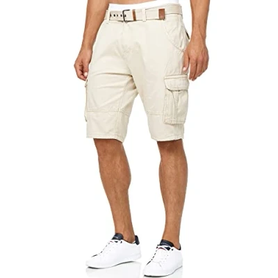 Image de Indicode Hommes Monroe Cargo Shorts Pantalon Court avec Ceinture Fog XXL