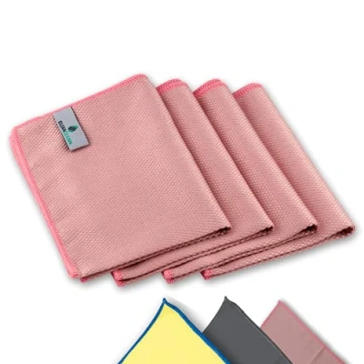 Image de ELEXACLEAN Chiffon en Microfibre (40x30cm, Set de 4, Rouge) sans Laisser Traces pour la fenêtre