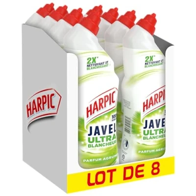 Image de Harpic Lot de 8 Gels WC Javel Ultra Blancheur 750ml Agrumes