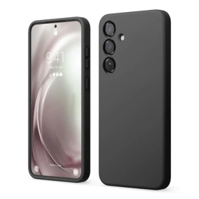 Image de elago Coque Silicone Liquide Compatible avec Samsung Galaxy S25 Plus, Protection Complète, Antichoc, Slim, Doublure Douce en Microfibre Anti Rayures, 6,7 Pouces (Noir)