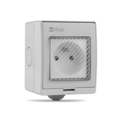 Image de Konyks Pluviose FR Prise extérieure WiFi, Étanchéité IP55, compatible Smartlife et Tuya, Amazon Alexa Google Home
