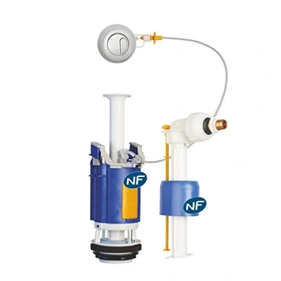 Image de Regiplast 26500 Mécanisme de Chasse Double débit à câble + Robinet Flotteur uni 0500 NF CL 1, Blanc