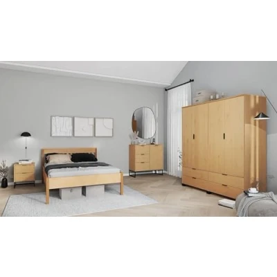Image de Inter Link lit en bois massif double d&#039;appoint Cadre de Pin Oak Colori lackiert 2 couchages 140 x 200 cm sans sommier Luna