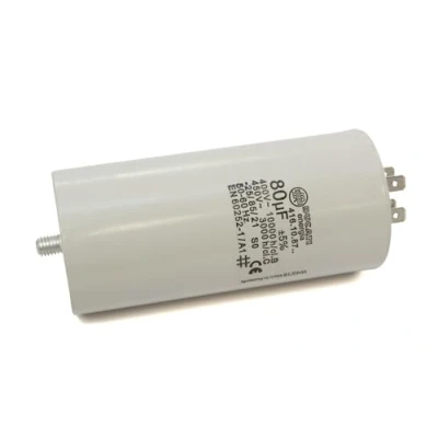 Image de Condensateur permanent 80 µF 450V à cosses Fixation vis M8 Ø55x120mm