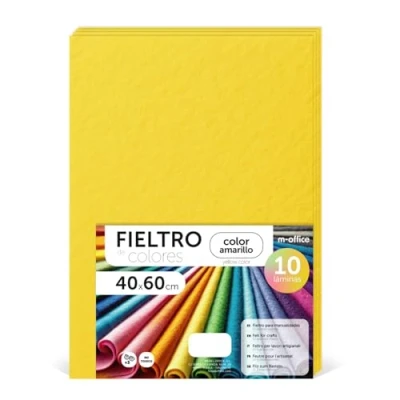 Image de m office Feutrine Loisir Créatif, de Couleurs, Douce et Flexible, Matériau pour Couture, Tissus Patchwork, Idéale Projets DIY, Artisanat ou Décoration, 40x60cm (Jaune, 10 pcs)