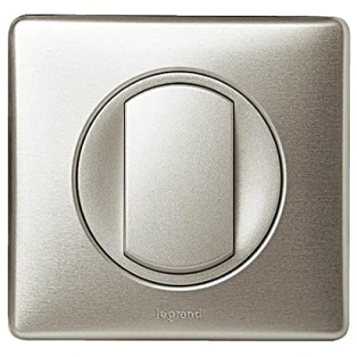 Image de LEGRAND Interrupteur Simple ou Va et vient + Plaque Céliane Soft 10A Commande d&#039;Eclairage Complète Prêt à Installer Fabriqué En France Titane