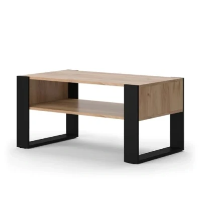 Image de Vicco Table Basse Olli, Chêne de Force doré/Noir, 92 x 45.6 cm avec Tablette