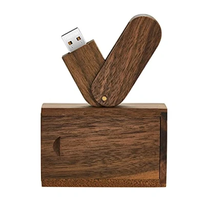 Image de Garrulax Clé USB 2.0 en bois massif de qualité supérieure, 64 Go, haute vitesse, stockage données, disque pouce Pendrive (64 noyer)
