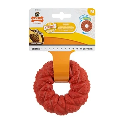 Image de Nylabone Jouet à mâcher en Caoutchouc Naturel pour Chien Saveur de bœuf Taille M Chiens 0 16 kg