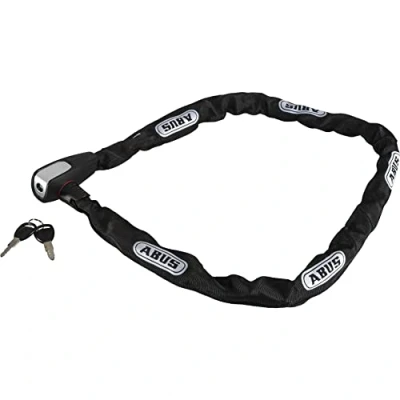 Image de ABUS Antivol à chaîne Catena 6806K vélo léger en acier trempé avec tube textile la mode Niveau de sécurité 6 110 cm Noir