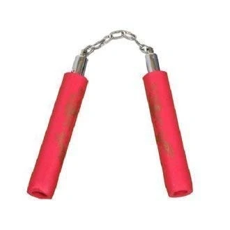 Image de Playwell Enfants 8 Pouce Nunchaku Mousse avec Chaîne Tout Rouge