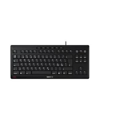 Image de CHERRY STREAM KEYBOARD TKL, clavier mécanique filaire sans pavé numérique, Disposition pan nordique (QWERTY), frappe silencieuse, Sensation de unique, Noir