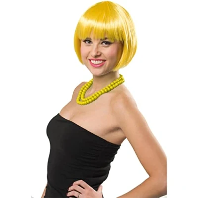 Image de Folat Perruque Jaune Fluo Carré, 26698, Taille Unique