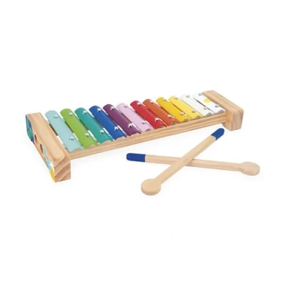 Image de Janod Xylophone en Bois et Métal Instrument de Musique Enfant 12 Touches 2 Baguettes incluses Jouet d&#039;Imitation d&#039;Éveil Musical Peinture à l&#039;eau Dès 18 Mois, J07663