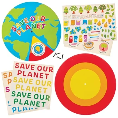Image de Baker Ross FN036 Save our Planet Sticker Wheels Pack of 5, STEM, Science, Earth Day et aides à l&#039;apprentissage pour les enfants écoles