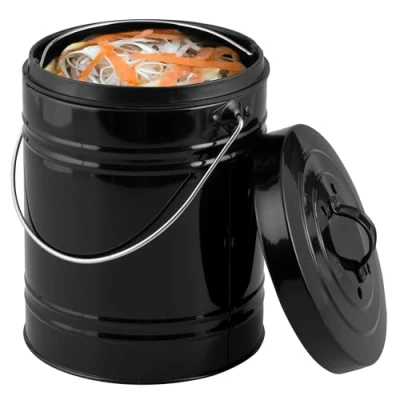 Image de bremermann Poubelle à Compost avec Seau intérieur de 5 litres Filtre Charbon Actif Bio (Noir)