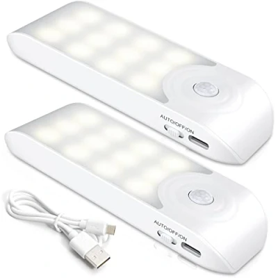 Image de TEAMPD Veilleuse Led Rechargeable,[2 Pièces] Automatique Lampe Détecteur De Mouvement, Lumière Murale Magnetique Portable, pour Placard Chambre Couloir Armoire Escalier [12 LED] [3 Modes]