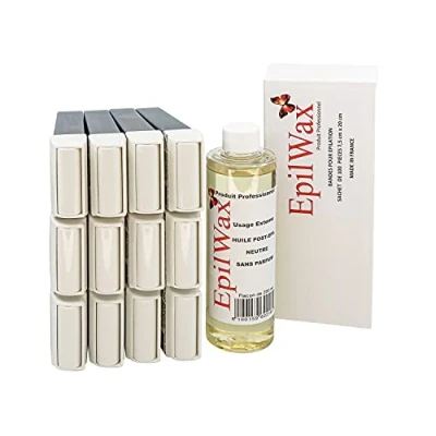 Image de EpilWax Lot de 12 x Roll On Cire Epilation à l&#039;Azulène + 100 Bandes d&#039;Épilation Huile après Épilation Jambes, Aisselles, Corps Facile étaler et Retirer
