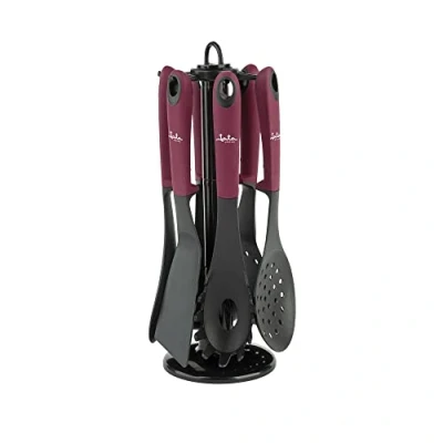 Image de Jata HACC4600 Set de 6 ustensiles cuisine en nylon, casserole, louche, écumoire, cuillère à spaghetti, spatule et pelle, supporte des températures maximales 210
