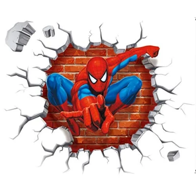 Image de Kibi Stickers Muraux Spiderman 3D Effect Autocollants Chambre Decor Décoration Sticker Adhesif Mural Géant Répositionnable Enfants
