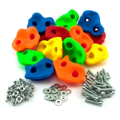 Image de GO!elements Prises d&#039;escalade Enfant avec Matériel de Fixation, Poignées pour Mur d&#039;escalade, Pierres colorés Tour Jeu vis, intérieur et extérieur, Size:20 Set