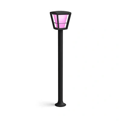 Image de Philips Hue White &amp; Color Ambiance ECONIC Potelet extérieur, Noir, fonctionne avec Alexa, Google Assistant et Apple Homekit