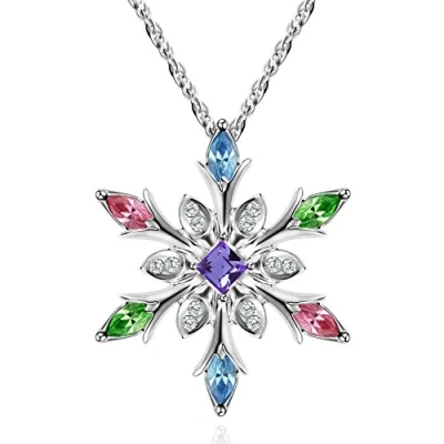 Image de murtoo Multicolore collier femme,collier de flocon neige,pendentif neige,cadeau pour les femmes