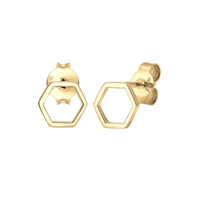 Image de Elli Hexagon GEO Boucles d&#039;oreilles, Femme, Taille: One Size, Goldfarben