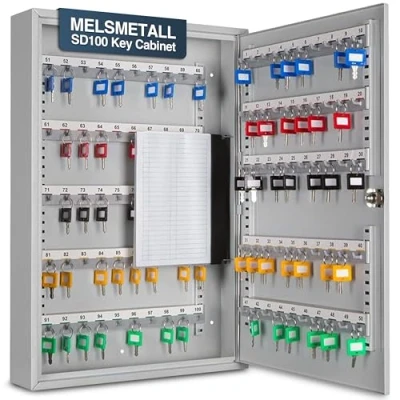 Image de Melsmetall Basi SS 100 PZ 2171 0199 Armoire à clés avec 200 Crochets (boîtier en métal), Acier allié, Gris Clair, RAL 7035