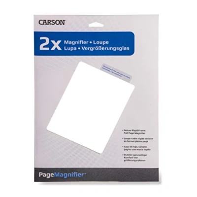 Image de Carson Page Magnifier loupe rectangulaire rigide en format de pleine page, grossissement 2x, lentille Fresnel (DM 21)